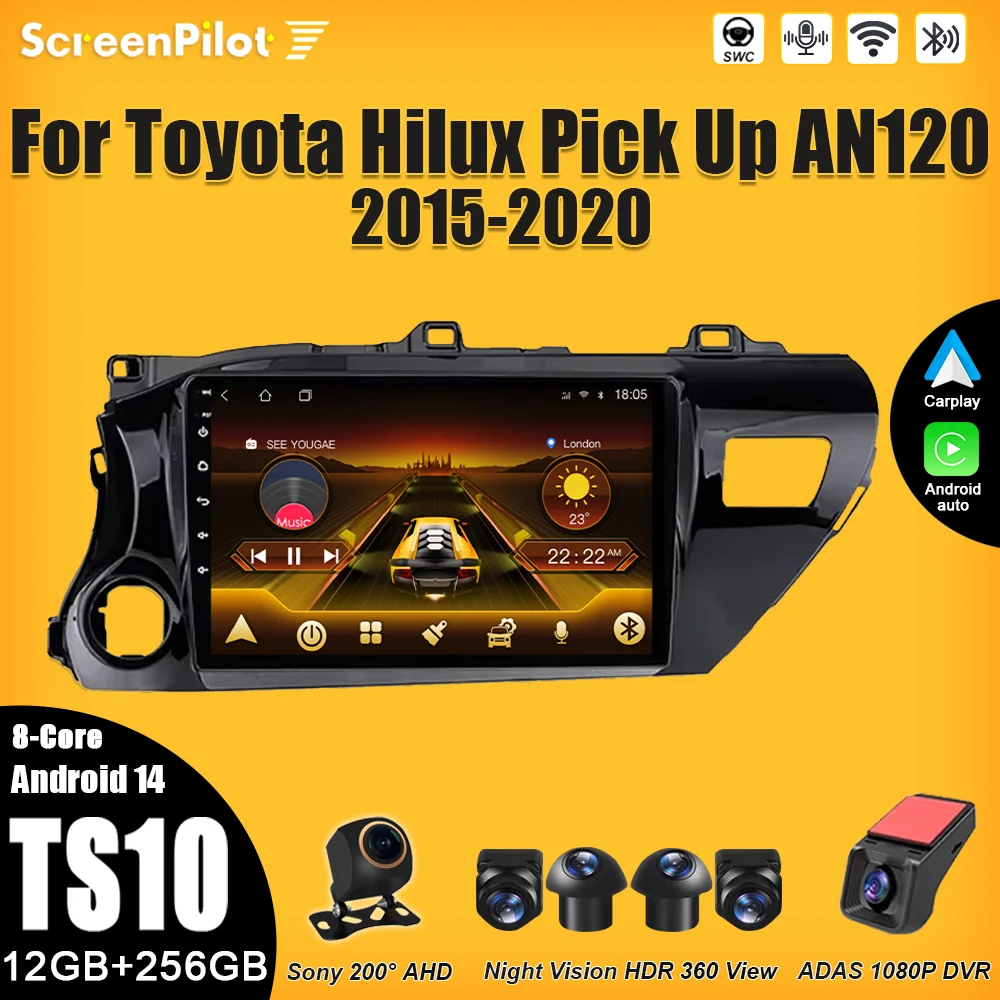 For Toyota Hilux Pick Up AN120 2014 2015-2019 2020 Android 16 Multimedia Video Player Carplay Touch Screen RDS 8 Core 2 din DSP
For Toyota Hilux Pick Up AN120 2014 2015-2019 2020 Android 16 Multimedia Video Player Carplay Touch Screen RDS 8 Core 2 din DSP