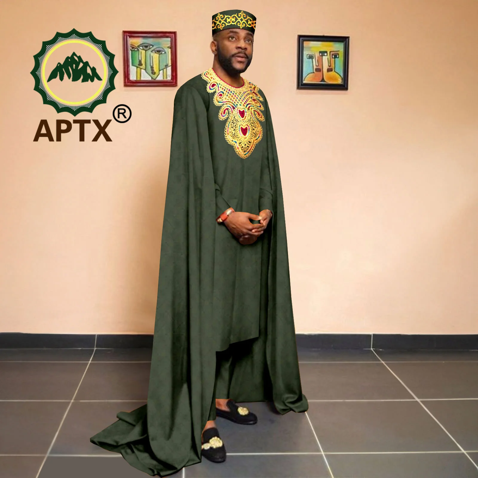African Wedding Clothes for Men Suit Outfits Embroidery Cape for African Men Pants Hat 3 Pieces Set for Evening Party 2416030
African Wedding Clothes for Men Suit Outfits Embroidery Cape for African Men Pants Hat 3 Pieces Set for Evening Party 2416030