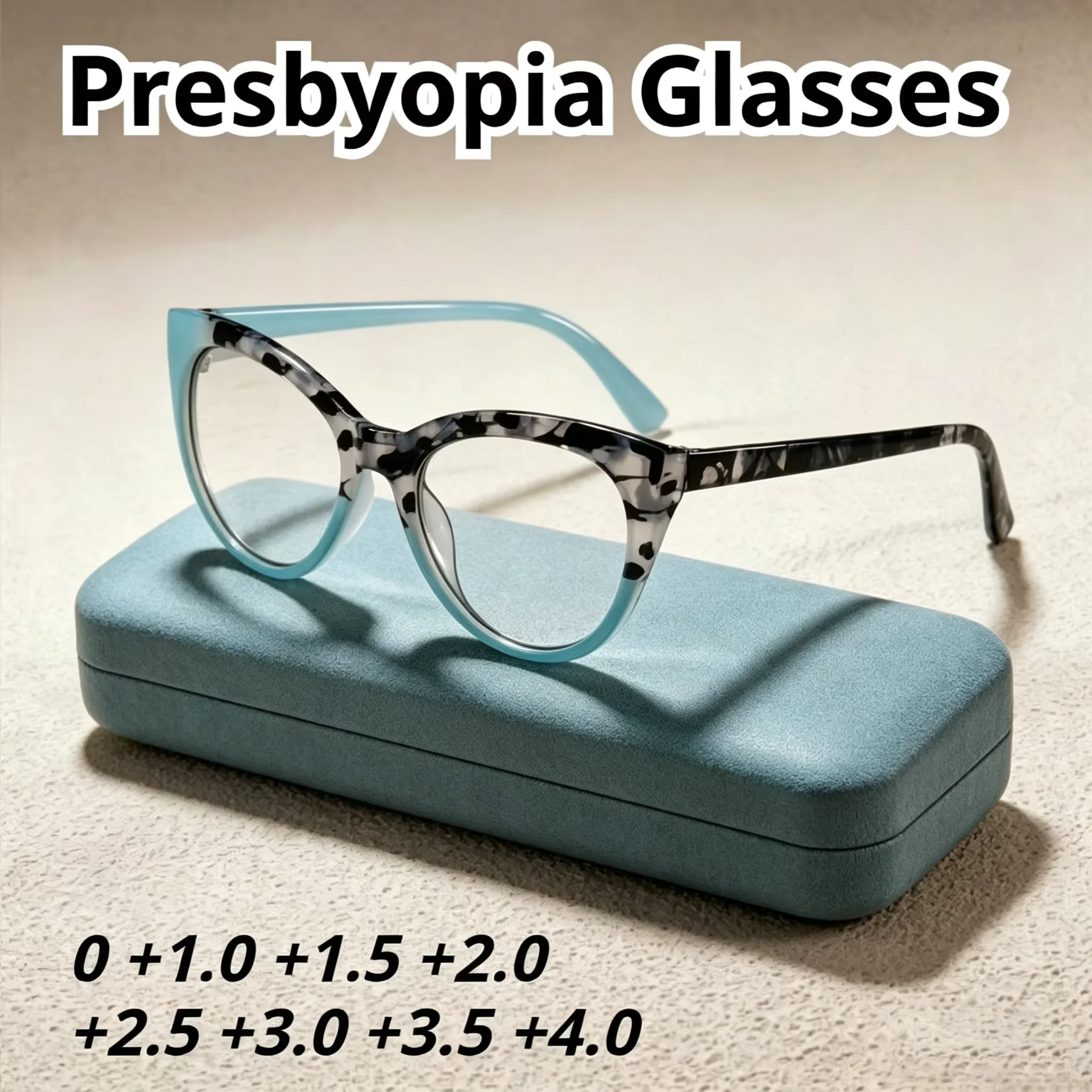 Stylish Cat Eye Presbyopia Glasses with Blue Accents Anti-Fatigue Reading Eyeglasses Available in 0 To +4.0 Diopters for Unisex
Stylish Cat Eye Presbyopia Glasses with Blue Accents Anti-Fatigue Reading Eyeglasses Available in 0 To +4.0 Diopters for Unisex