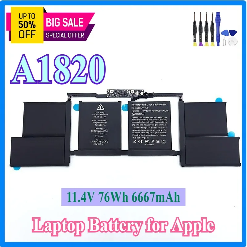 Высококачественная батарея для ноутбука A1820 для Apple MACBOOK PRO 15 дюймов A1707 2016 2017 год с инструментами 11,4 В 76 Втч 6667 мАч
Высококачественная батарея для ноутбука A1820 для Apple MACBOOK PRO 15 дюймов A1707 2016 2017 год с инструментами 11,4 В 76 Втч 6667 мАч