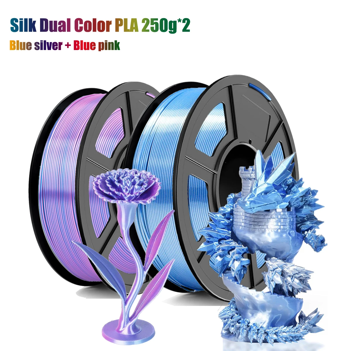 Silk Dual Color PLA Filament 1.75mm 200g/250g/500g/1000g Spool High Precision 3D Printer Consumable
Silk Dual Color PLA Filament 1.75mm 200g/250g/500g/1000g Spool High Precision 3D Printer Consumable