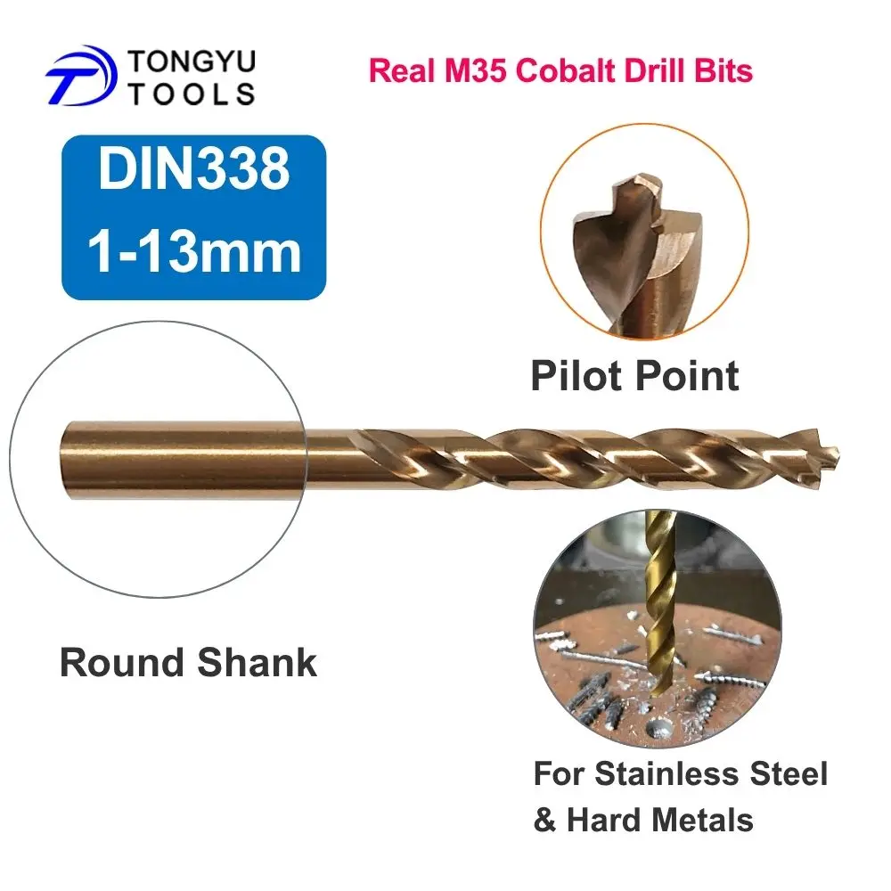 Cobalt Drill Bit 1-13mm M35 HSS Co5% Pilot Point Jobber Twist Bits for Stainless Steel Hard Metal
Cobalt Drill Bit 1-13mm M35 HSS Co5% Pilot Point Jobber Twist Bits for Stainless Steel Hard Metal