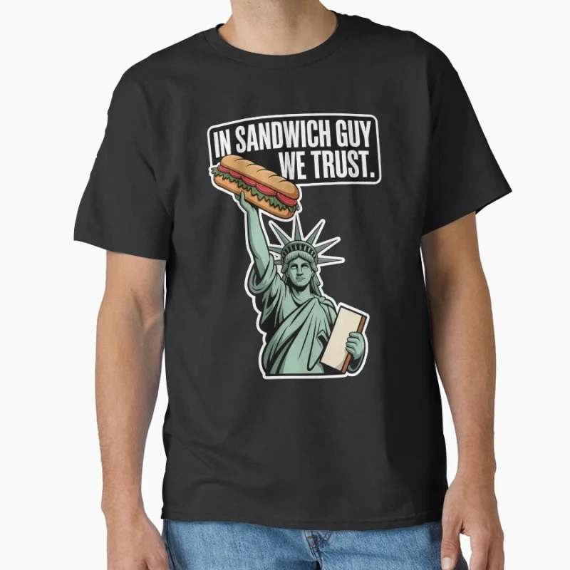In Sandwich Guy We Trust Funny Statue of Liberty Food Meme Funny t shirt for man S-6XL Large size Tops 100% cotton print Clothes 
In Sandwich Guy We Trust Funny Statue of Liberty Food Meme Funny t shirt for man S-6XL Large size Tops 100% cotton print Clothes