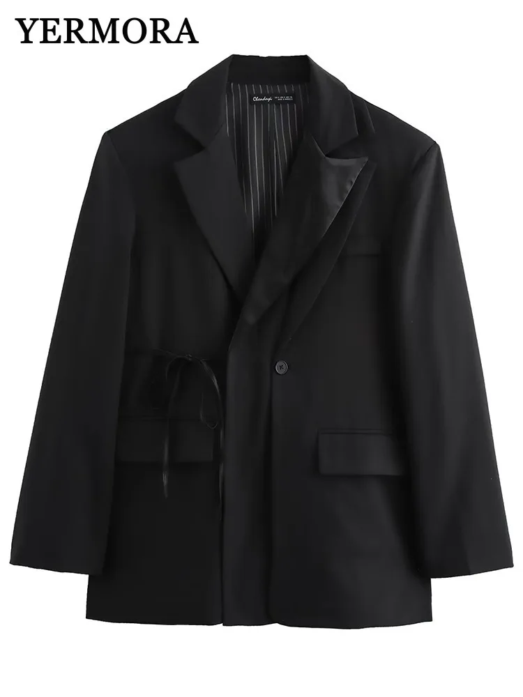 YERMORA Double-deck Placket Lace Up Casual Blazer Lapel Long Sleeve Fashion Tide Women Jacket Spring Autumn 2025 New A188
YERMORA Double-deck Placket Lace Up Casual Blazer Lapel Long Sleeve Fashion Tide Women Jacket Spring Autumn 2025 New A188