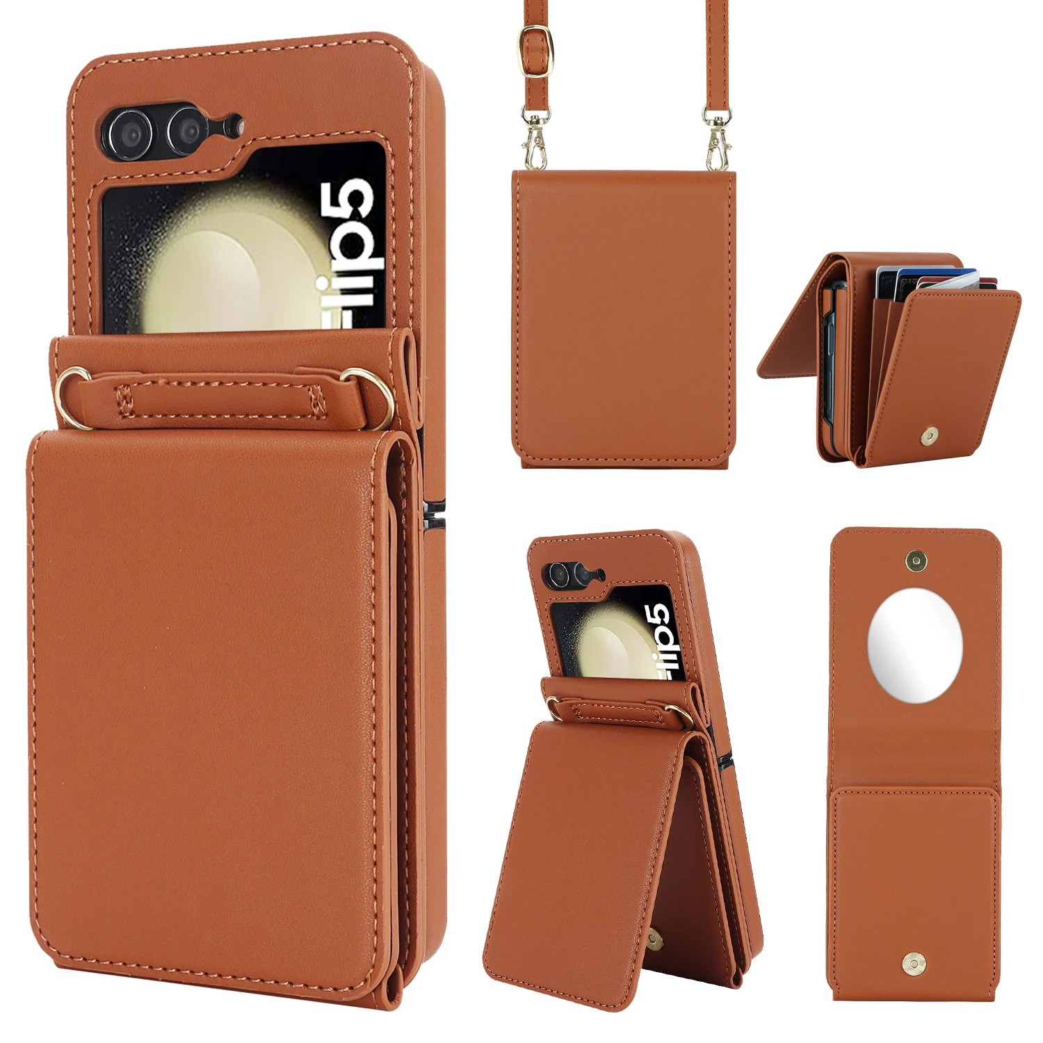 Crossbody Wallet Multi Cards Solt Makeup Mirror Case for Samsung Galaxy Z Flip 5 4 3 5G Flip5 Flip4 Lanyard Strap Purse Cover
Crossbody Wallet Multi Cards Solt Makeup Mirror Case for Samsung Galaxy Z Flip 5 4 3 5G Flip5 Flip4 Lanyard Strap Purse Cover