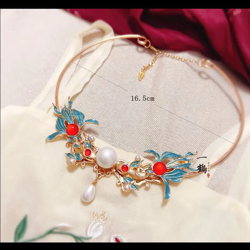 Chinese Style Women Necklace Goldfish And Loral Ancient Style Han Clothing Tang Ming Song Dynasty Accessories Oriental Gifts
Chinese Style Women Necklace Goldfish And Loral Ancient Style Han Clothing Tang Ming Song Dynasty Accessories Oriental Gifts