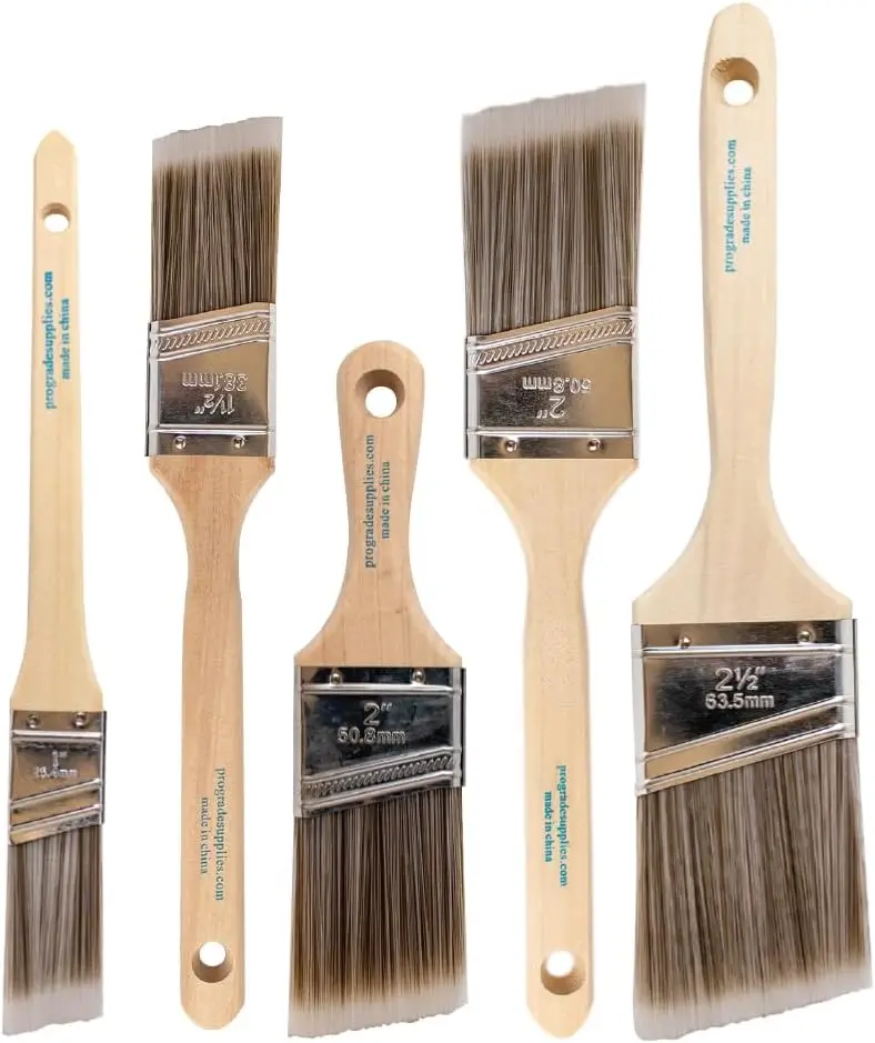 5-Pc Angled Paint Brush Set, 1-2.5 Inch Sash Brushes for Trim Walls Cabinets, Interior Exterior
5-Pc Angled Paint Brush Set, 1-2.5 Inch Sash Brushes for Trim Walls Cabinets, Interior Exterior