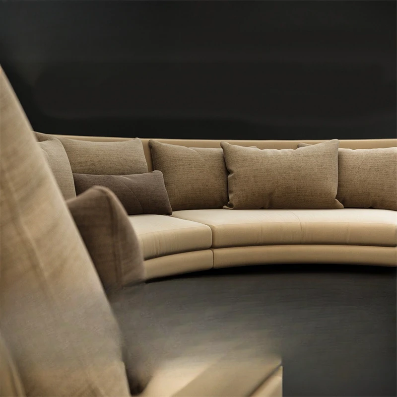 American cotton and linen fabric semi-circular sofa combination Nordic living room cafe Hotel lobby
American cotton and linen fabric semi-circular sofa combination Nordic living room cafe Hotel lobby