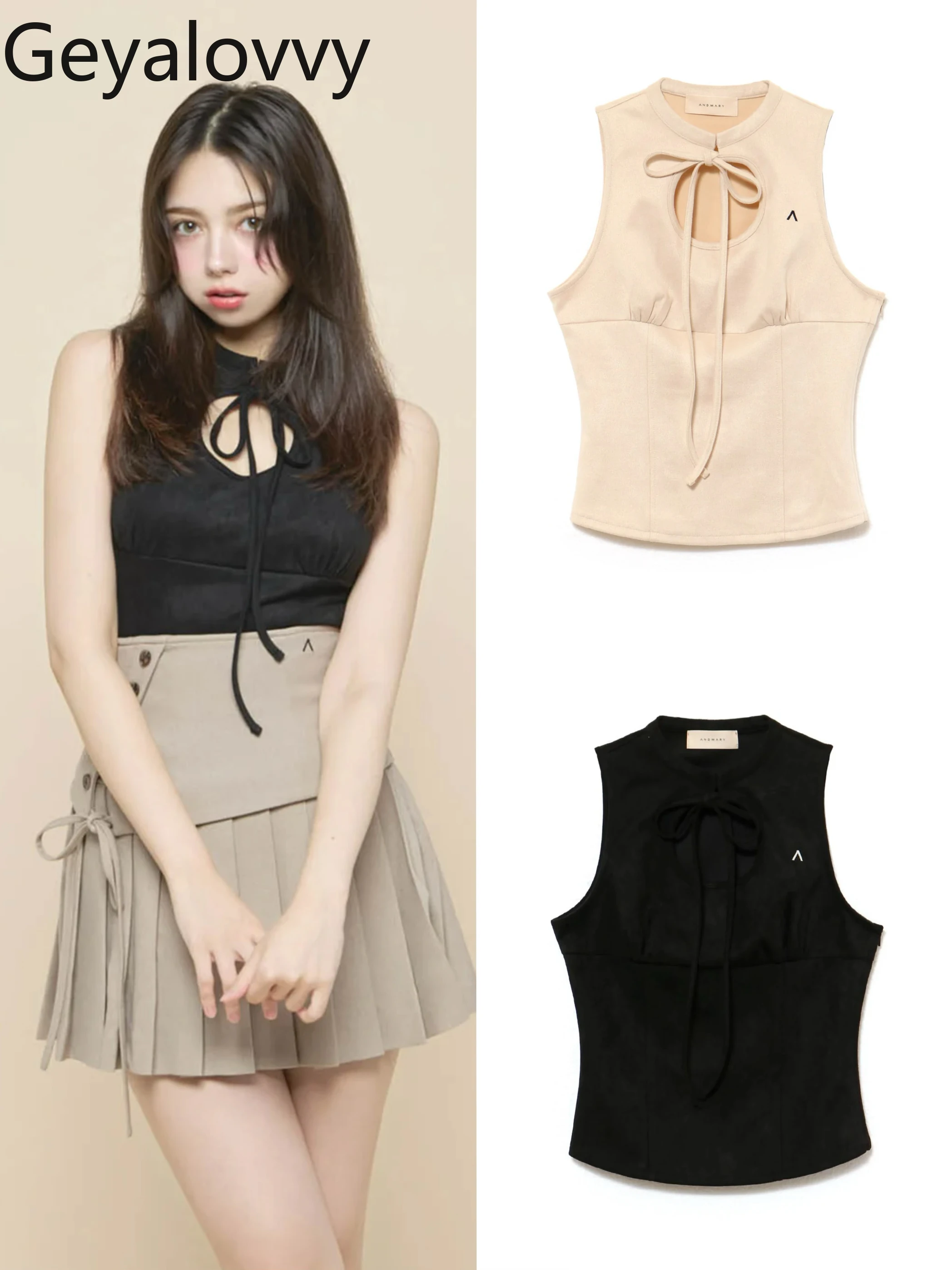 Women's T-Shirts Summer Japanese Style New Lace-up Casual Tshirts Hollow Sleeveless Top 2025 New O Neck Tees for Lady
Women's T-Shirts Summer Japanese Style New Lace-up Casual Tshirts Hollow Sleeveless Top 2025 New O Neck Tees for Lady