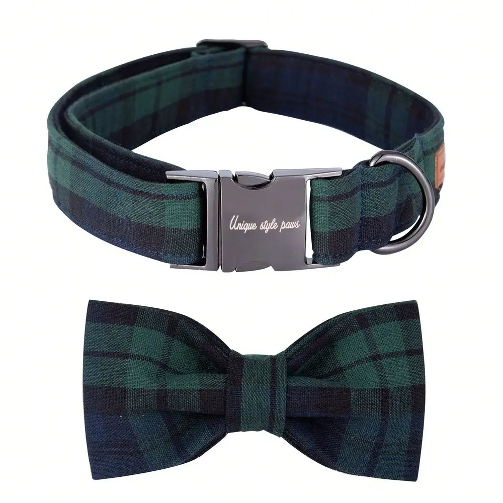 Style Paws Dark Green Plaid Dog Collar With Bow Pet Gift Adjustable Soft And Comfy Bowtie Collars For Small Medium Large Dogs
Style Paws Dark Green Plaid Dog Collar With Bow Pet Gift Adjustable Soft And Comfy Bowtie Collars For Small Medium Large Dogs