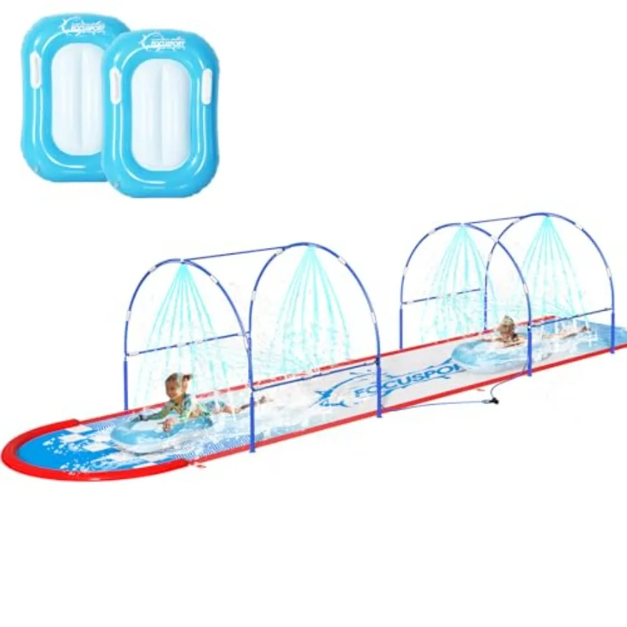 Backyard water slide for kids: 23FT lawn water slide with dual metal frame blue color independent sprinkler system includes 2 b
Backyard water slide for kids: 23FT lawn water slide with dual metal frame blue color independent sprinkler system includes 2 b