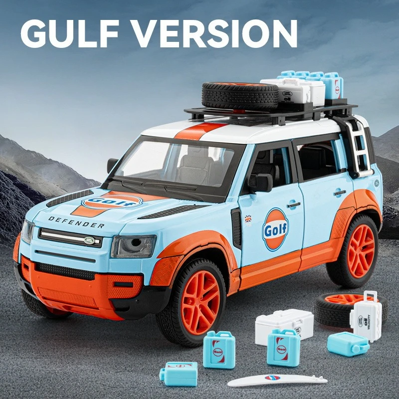 Моделирование 1:24 Land Rover Defender Gulf версия, модель автомобиля из сплава, звуковой свет, детский игрушечный автомобиль для мальчиков, внедорожный миниатюрный Voiture
Моделирование 1:24 Land Rover Defender Gulf версия, модель автомобиля из сплава, звуковой свет, детский игрушечный автомобиль для мальчиков, внедорожный миниатюрный Voiture