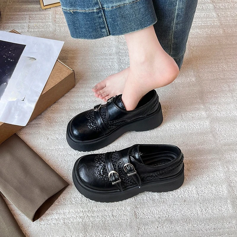 Platform Loafers Women's 2026 New Spring Round Toe Mesh Breathable Heightened Slip-on Small Leather Shoes
Platform Loafers Women's 2026 New Spring Round Toe Mesh Breathable Heightened Slip-on Small Leather Shoes