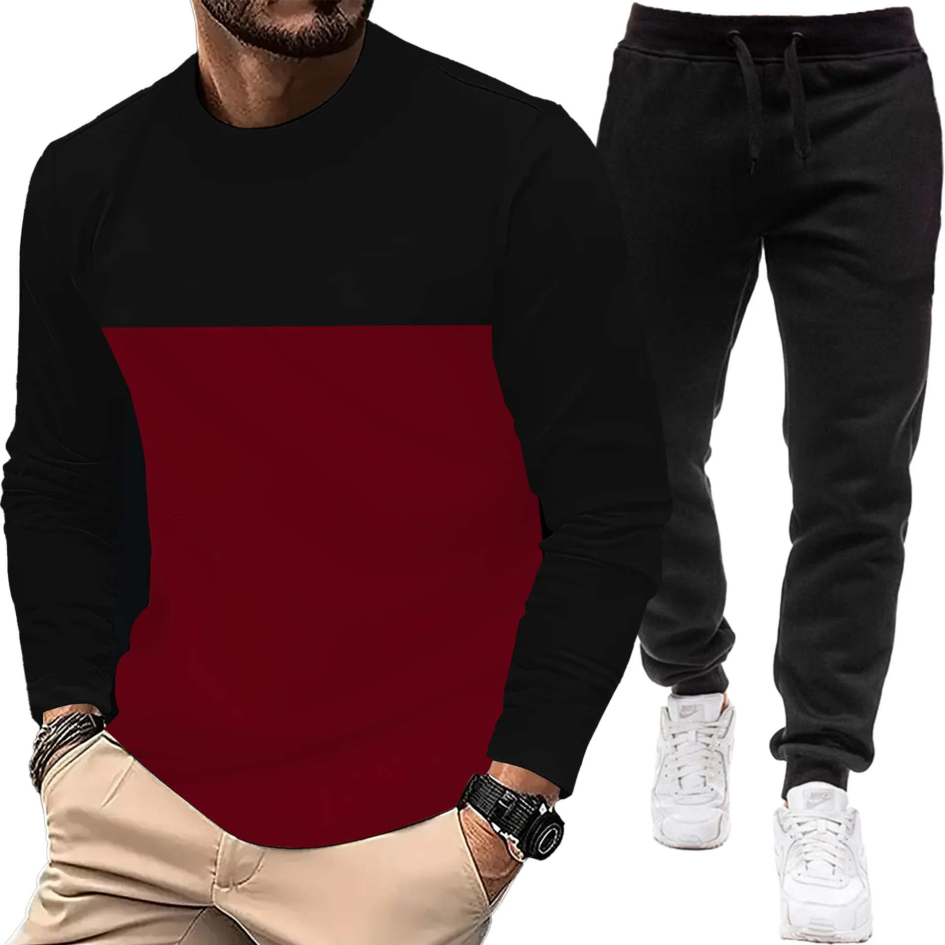 New Men's T-shirt Set: Spring and Summer Long-sleeved Crew Neck T-shirt + Sports Pants Set, Men's Casual Set
New Men's T-shirt Set: Spring and Summer Long-sleeved Crew Neck T-shirt + Sports Pants Set, Men's Casual Set