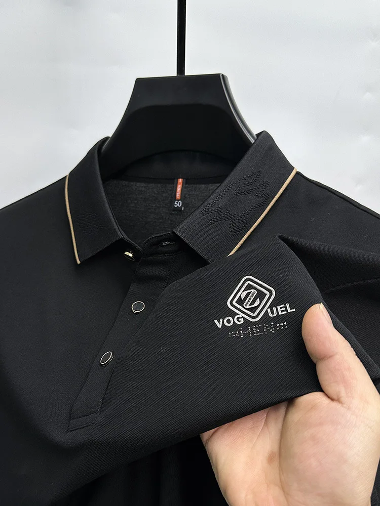 High end brand men's fashionable printed polo shirt short sleeve summer new lapel jacquard ice silk comfortable casual T-shirt
High end brand men's fashionable printed polo shirt short sleeve summer new lapel jacquard ice silk comfortable casual T-shirt