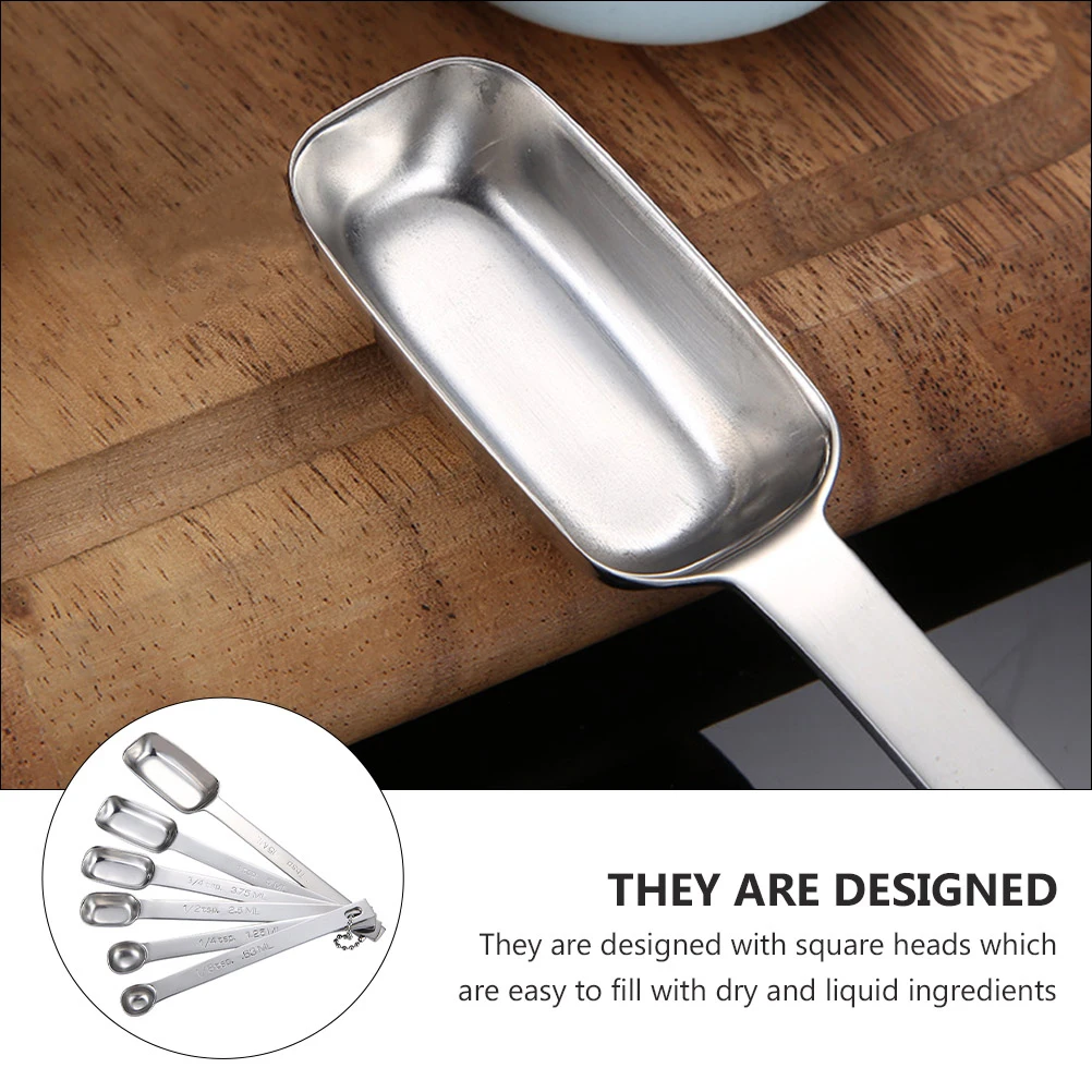 6 Pcs Measuring Cups Spoon Set Stainless Steel Kitchen Tools Teaspoon Square Head Seasoning Spoon Lightweight Rustproof
6 Pcs Measuring Cups Spoon Set Stainless Steel Kitchen Tools Teaspoon Square Head Seasoning Spoon Lightweight Rustproof