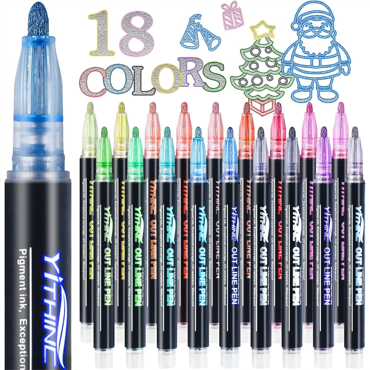 Metallic Shimmer Glitter Gel Pens, 18 Colors Outline Markers for Art Drawing, Cool Gifts for Teen Girls Kids Ages 4-12
Metallic Shimmer Glitter Gel Pens, 18 Colors Outline Markers for Art Drawing, Cool Gifts for Teen Girls Kids Ages 4-12