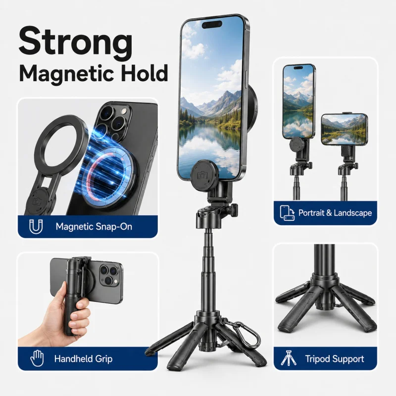 Magnetic Selfie Stick Tripod P15C Portable Mini Extendable Phone Holder Anti - Shake Grip Bluetooth Remote Control Foldable
Magnetic Selfie Stick Tripod P15C Portable Mini Extendable Phone Holder Anti - Shake Grip Bluetooth Remote Control Foldable