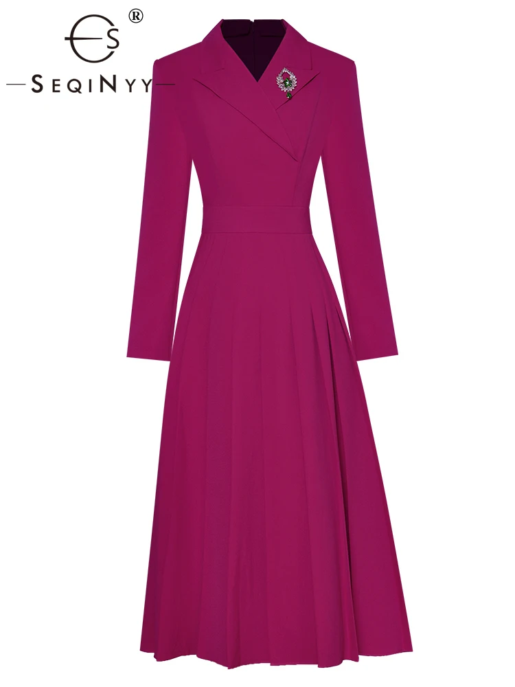 SEQINYY Purple Midi Dress Spring Autumn New Fashion Design Women Runway High Street Office Lady Pleated Brooch Elegant
SEQINYY Purple Midi Dress Spring Autumn New Fashion Design Women Runway High Street Office Lady Pleated Brooch Elegant