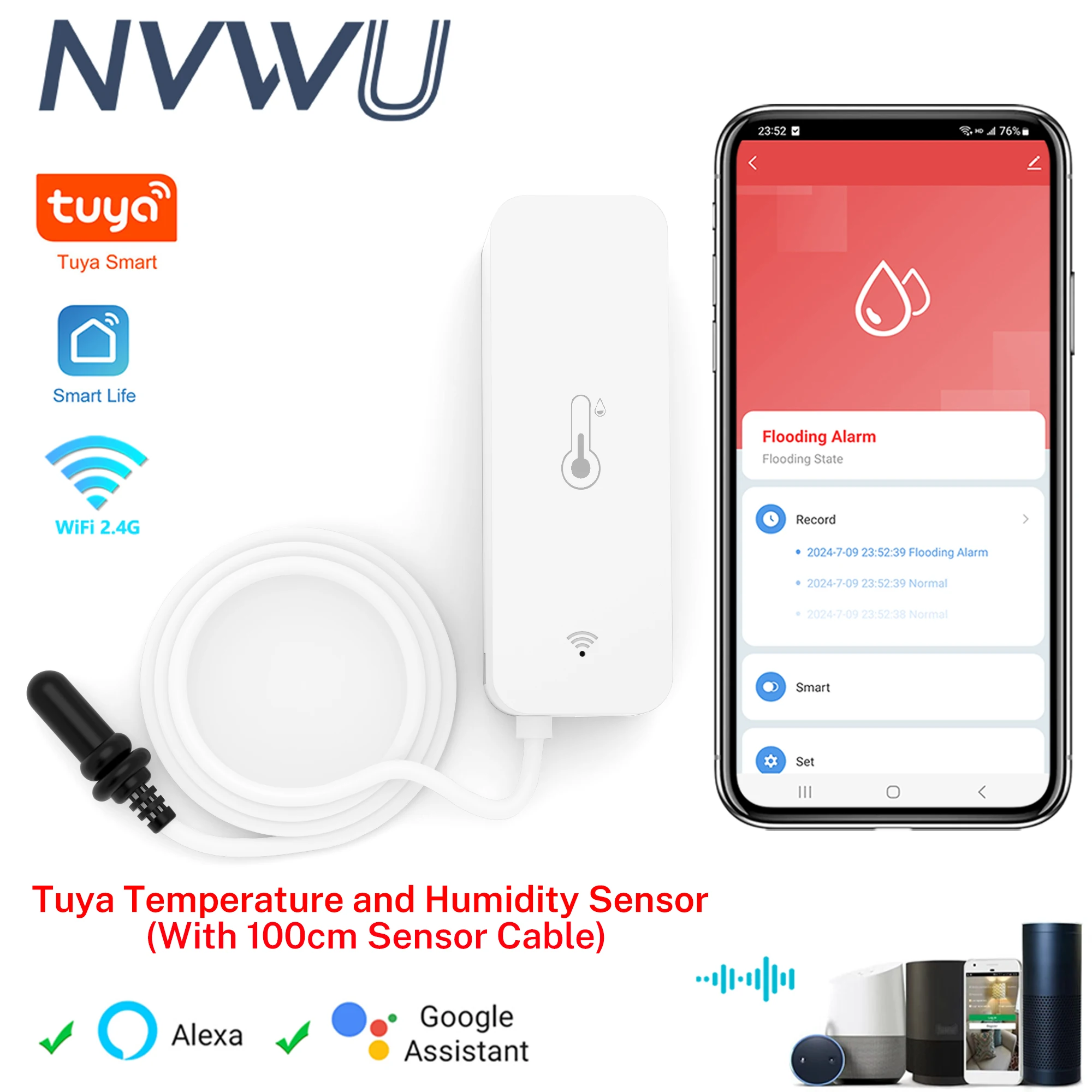 Датчик температуры и влажности Tuya Wi-Fi с внешним зондом для умного дома, гигрометр, приложение для мониторинга растений, аквариума, виноделия
Датчик температуры и влажности Tuya Wi-Fi с внешним зондом для умного дома, гигрометр, приложение для мониторинга растений, аквариума, виноделия