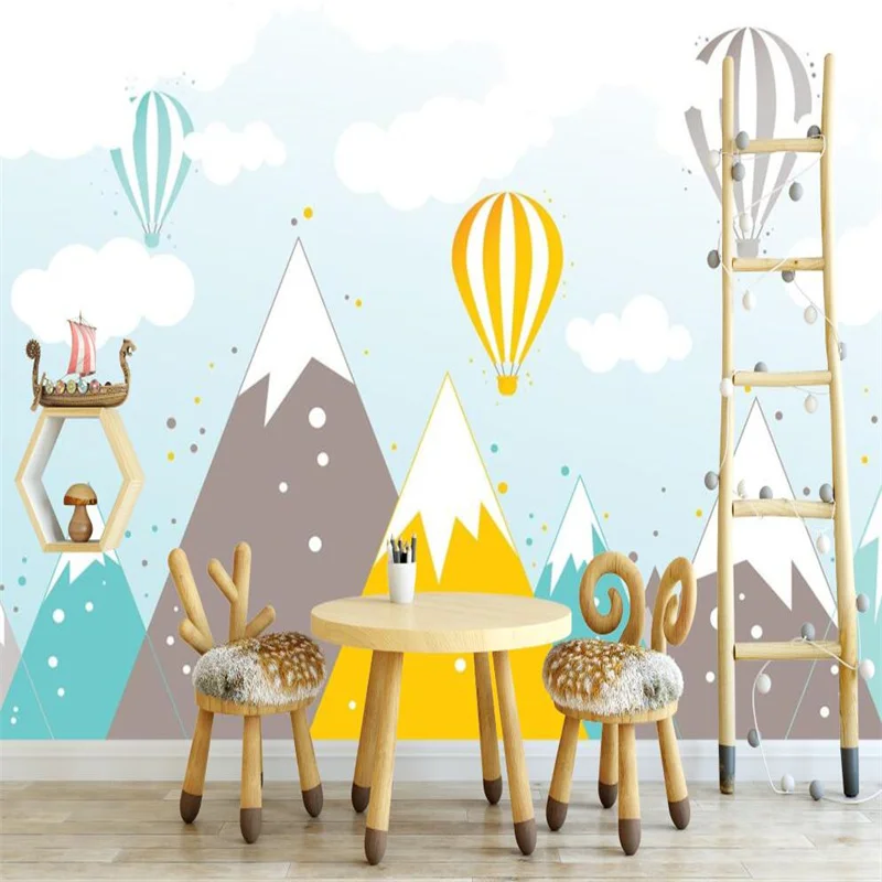 Simple Cartoon Cloud Hot Air Balloon Geometric Mountain Custom Mural Wallpaper for Kids Room Decor Children's Room Wall Paper 3D
Simple Cartoon Cloud Hot Air Balloon Geometric Mountain Custom Mural Wallpaper for Kids Room Decor Children's Room Wall Paper 3D