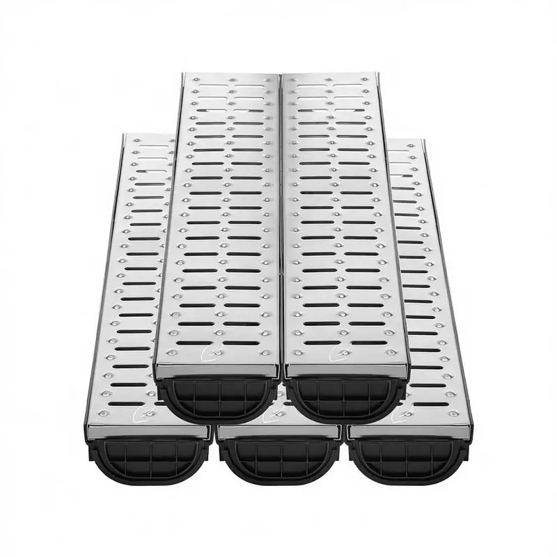 Drainage Conduit 5.7x3.1-Inch For Driveway Garage Garden, 5-Pack HDPE Channel Metal Grate 5 End Caps 39-Inch Length Black Plastic Linear System
Drainage Conduit 5.7x3.1-Inch For Driveway Garage Garden, 5-Pack HDPE Channel Metal Grate 5 End Caps 39-Inch Length Black Plastic Linear System