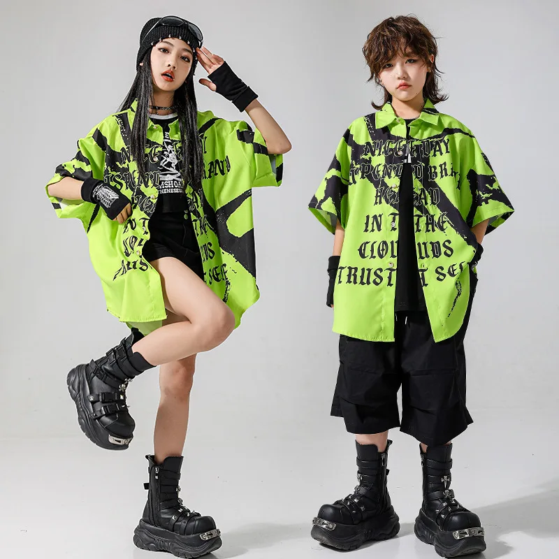 Kid Kpop Hip Hop Clothing Green Letters Print Shirt Top Black Street Summer Cargo Shorts for Girl Boy Jazz Dance Costume Clothes
Kid Kpop Hip Hop Clothing Green Letters Print Shirt Top Black Street Summer Cargo Shorts for Girl Boy Jazz Dance Costume Clothes