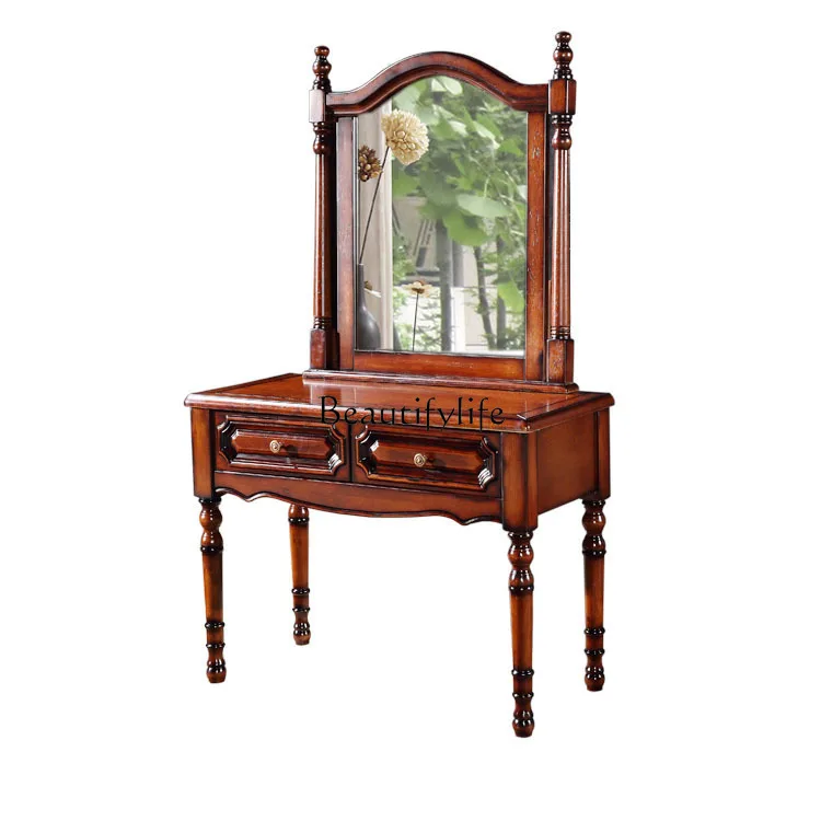 American simple retro solid wood dresser with mirror makeup table multifunctional bedroom furniture
American simple retro solid wood dresser with mirror makeup table multifunctional bedroom furniture