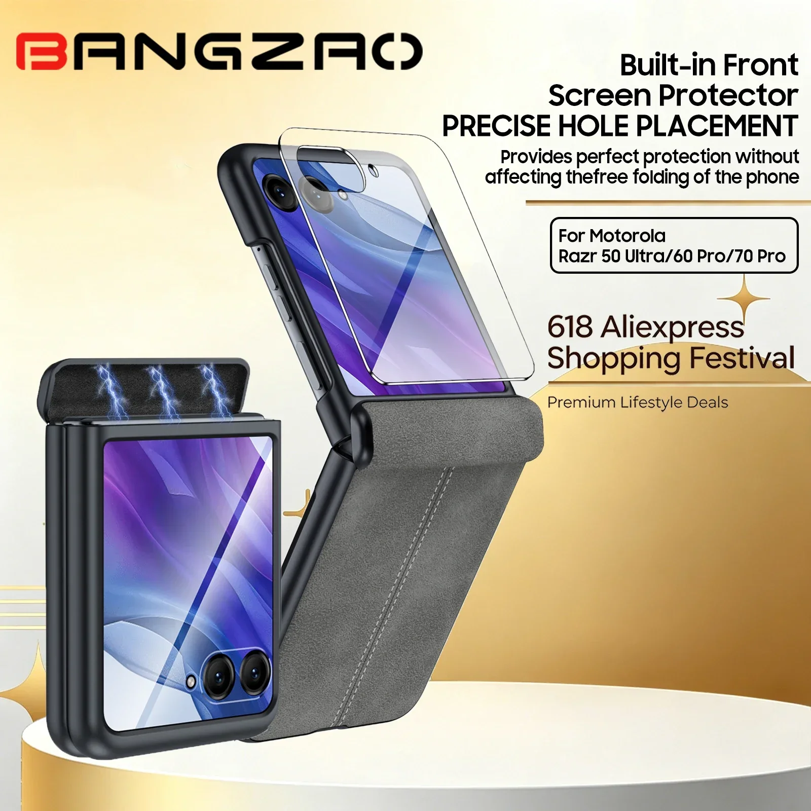618 Sale For Motorola Razr 50 Ultra/60 Pro/70 Pro Magnetic Hinge Leather Cover With 9H Screen Protector Wireless Charging--Grey
618 Sale For Motorola Razr 50 Ultra/60 Pro/70 Pro Magnetic Hinge Leather Cover With 9H Screen Protector Wireless Charging--Grey