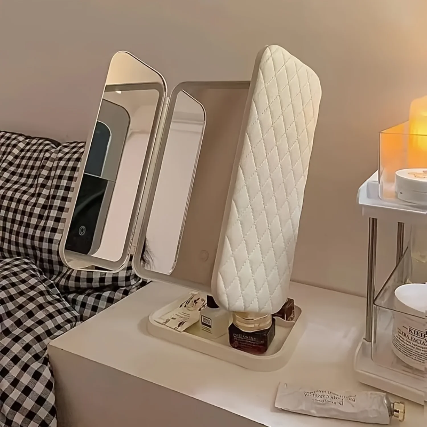Tri-Fold LED Makeup Mirror with Stand & 3 Color Lighting, Screen Dimming and Women Gift
Tri-Fold LED Makeup Mirror with Stand & 3 Color Lighting, Screen Dimming and Women Gift