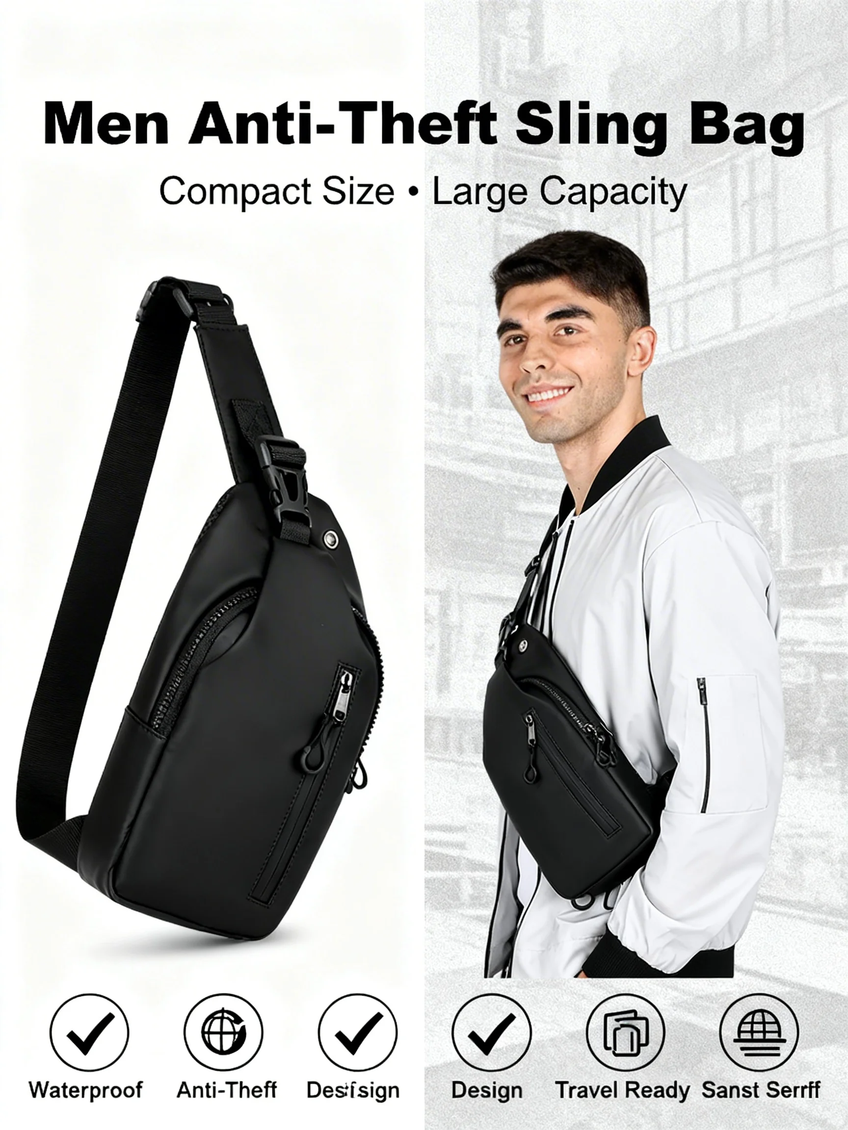 Men Anti Theft Sling Bag Waterproof Chest Bag Crossbody Shoulder Backpack USB Headphone Hole Travel Daypack
Men Anti Theft Sling Bag Waterproof Chest Bag Crossbody Shoulder Backpack USB Headphone Hole Travel Daypack