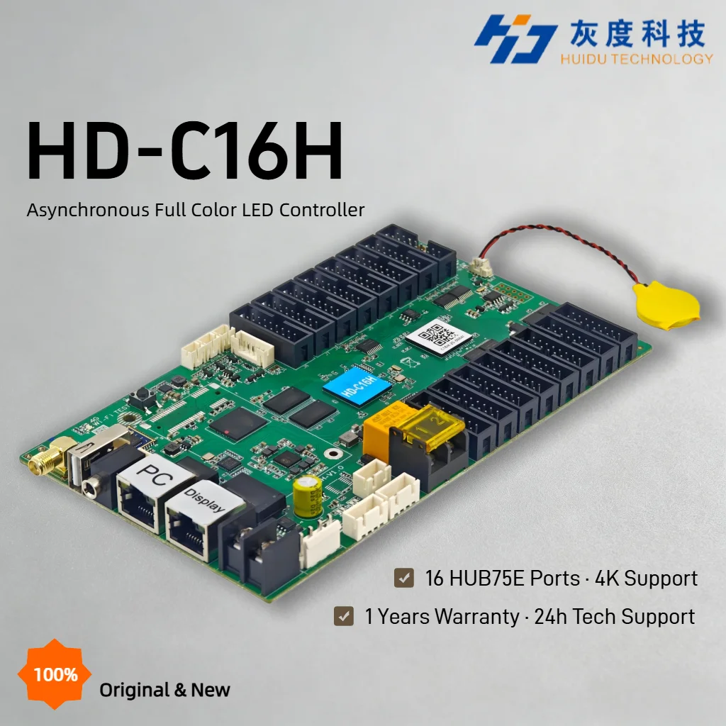 Huidu HD-C16H 4K Dual WiFi LED Controller Card 16 HUB75E Ports 260,000 Pixels 16GB U-Disk Cloud Remote Control for LED Screen
Huidu HD-C16H 4K Dual WiFi LED Controller Card 16 HUB75E Ports 260,000 Pixels 16GB U-Disk Cloud Remote Control for LED Screen