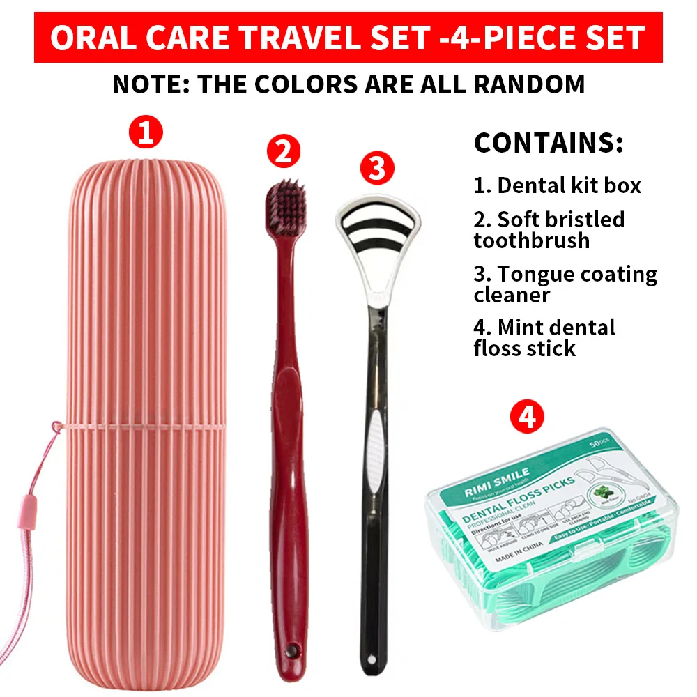 (Worth Buying) Oral Cleaning and Care Travel Set -4-piece Set, Washbrush, Floss, Tongue Coating Cleaner Travel Set 
(Worth Buying) Oral Cleaning and Care Travel Set -4-piece Set, Washbrush, Floss, Tongue Coating Cleaner Travel Set