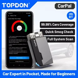 TOPDON Carpal OBD2 Scanner Bluetooth for Car All System Diagnostic Tool iOS Android Vehicle Health Check 6 Reset Services TOPDON Carpal OBD2 Scanner Bluetooth for Car All System Diagnostic Tool iOS Android Vehicle Health Check 6 Reset Services