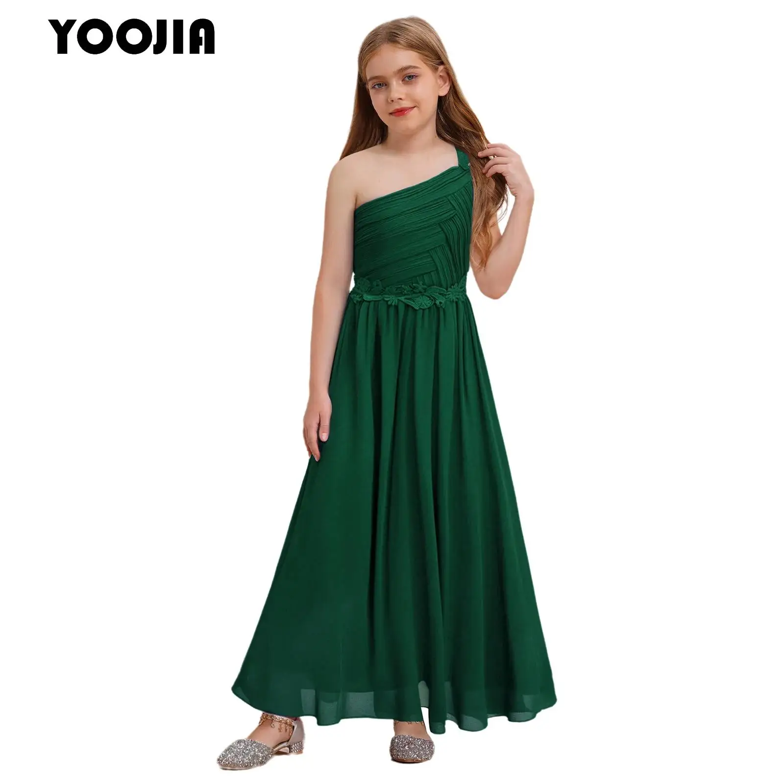 Elegant Girls Dress Festive One-Shoulder Wedding Dress Lace Flattering Ruched Chiffon Long Flower Girl Dress Cocktail Party Gow
Elegant Girls Dress Festive One-Shoulder Wedding Dress Lace Flattering Ruched Chiffon Long Flower Girl Dress Cocktail Party Gow