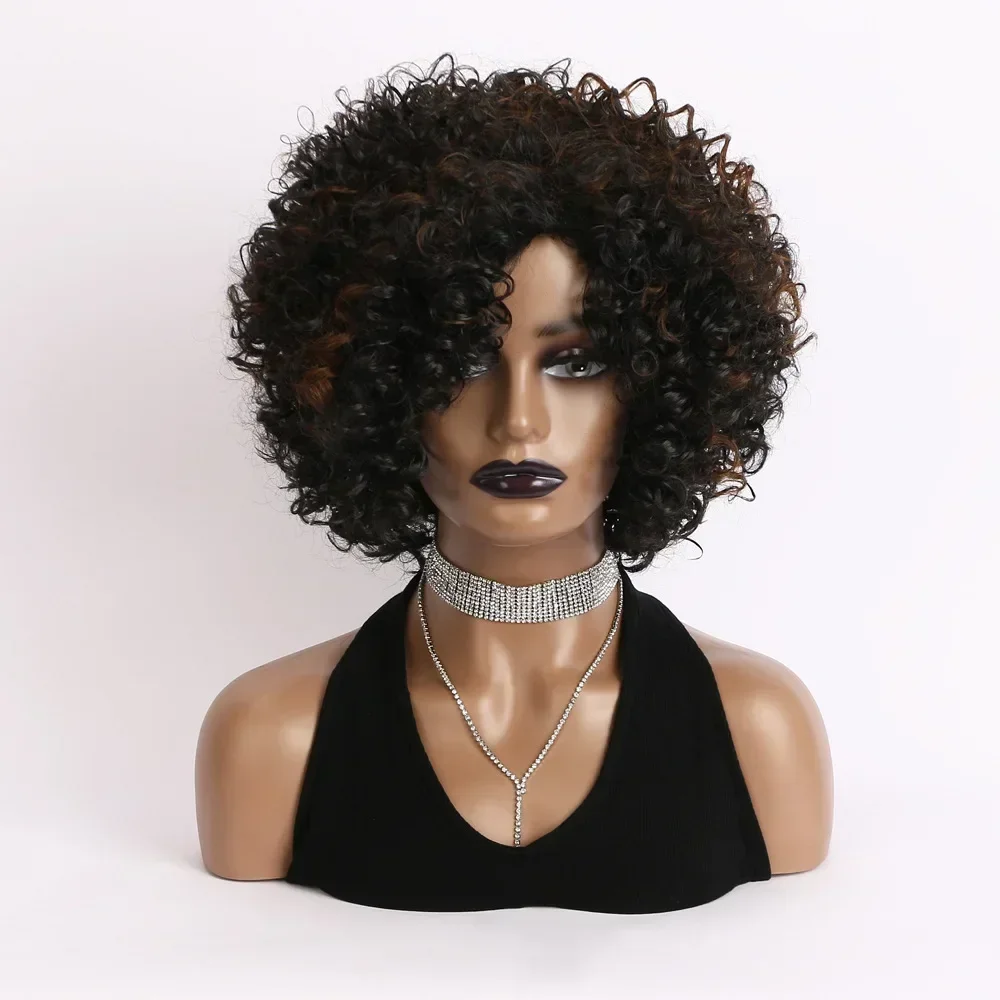 Women's Short Curly Synthetic Wig Black and Brown 12 Inch with Bangs Suitable for Daily Wear
Women's Short Curly Synthetic Wig Black and Brown 12 Inch with Bangs Suitable for Daily Wear
