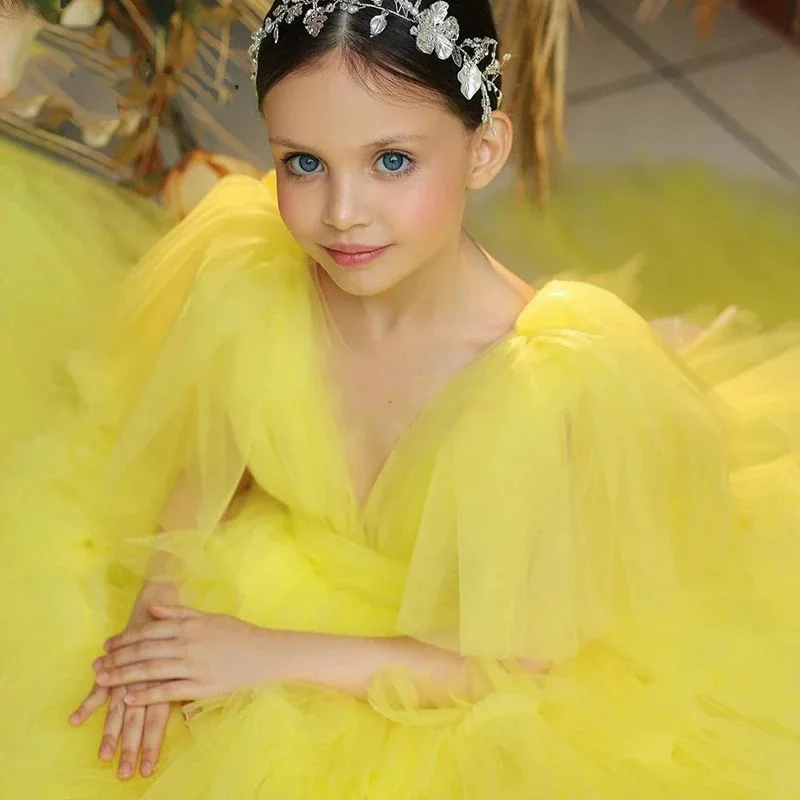 European and American Style Children's Dress Princess Dress Fashionable High-end Model Hosting Show Yellow Puffy Tulle Dress Bir
European and American Style Children's Dress Princess Dress Fashionable High-end Model Hosting Show Yellow Puffy Tulle Dress Bir