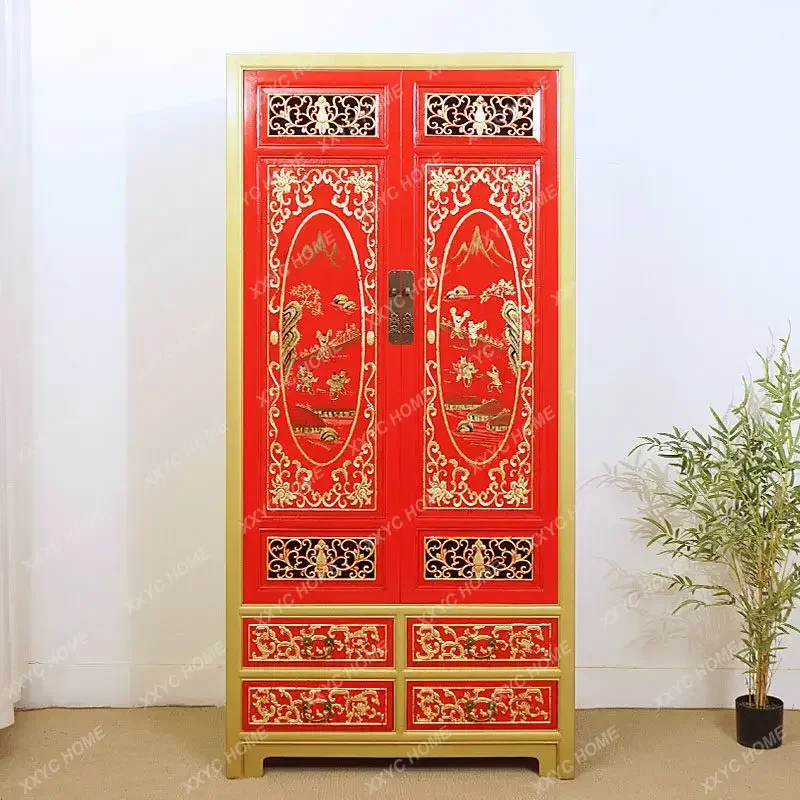Chinese retro painted decorative wardrobe solid wood bedroom storage cabinet household decorative wardrobe small decoration
Chinese retro painted decorative wardrobe solid wood bedroom storage cabinet household decorative wardrobe small decoration