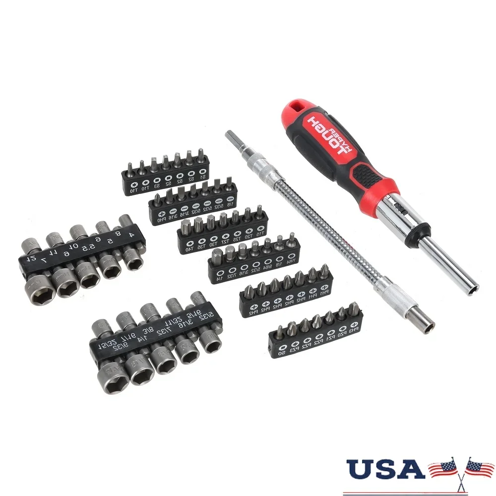 Набор отверток из 64 предметов, ручка с храповым механизмом, магнитные наконечники, 42 бита, 20 отверток для гаек, гибкий удлинитель, нескользящая ручка, идеальный DIY
Набор отверток из 64 предметов, ручка с храповым механизмом, магнитные наконечники, 42 бита, 20 отверток для гаек, гибкий удлинитель, нескользящая ручка, идеальный DIY