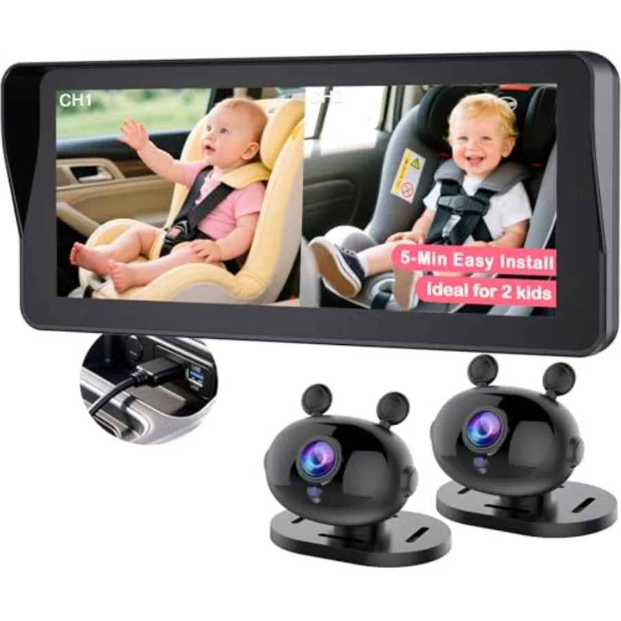 Dual Baby Car Camera for 2-: 6.9 Split Screen HD 1080P Carseat Cameras, ABS Plastic, Black, 940nm Invisible IR Night Vision 3-M
Dual Baby Car Camera for 2-: 6.9 Split Screen HD 1080P Carseat Cameras, ABS Plastic, Black, 940nm Invisible IR Night Vision 3-M