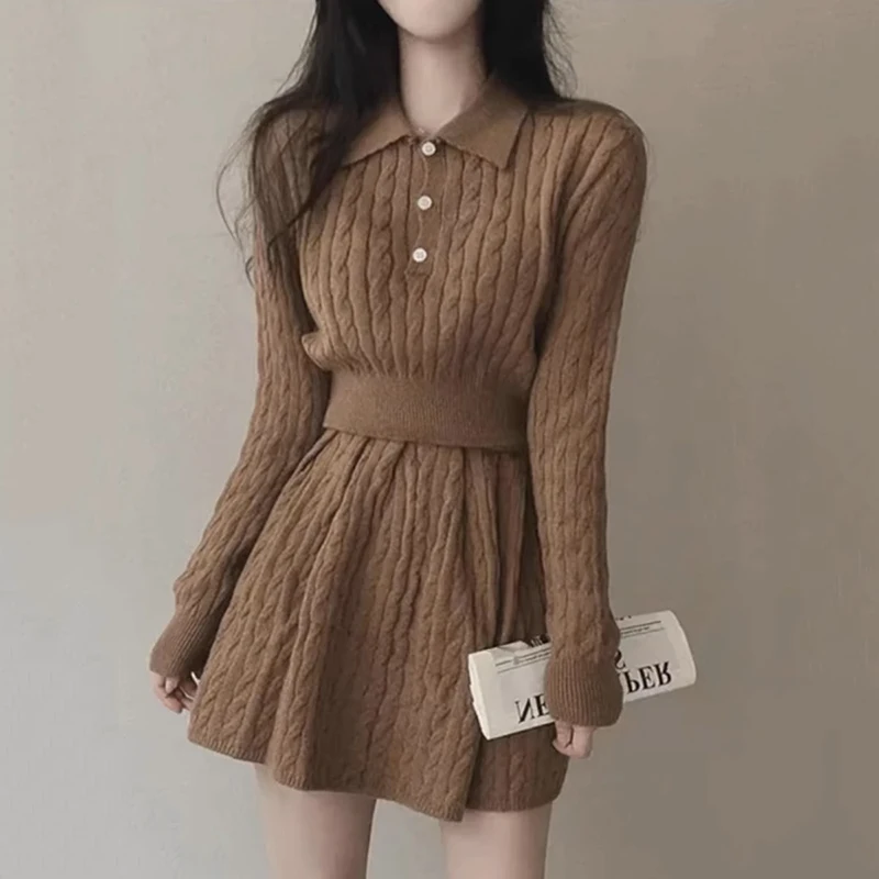 Spring Elegant Knit Two Piece Set Women Polo Collar Long Sleeved Pullover Sweater+ High Waist Mini Shorts Female Knitted Outfit
Spring Elegant Knit Two Piece Set Women Polo Collar Long Sleeved Pullover Sweater+ High Waist Mini Shorts Female Knitted Outfit