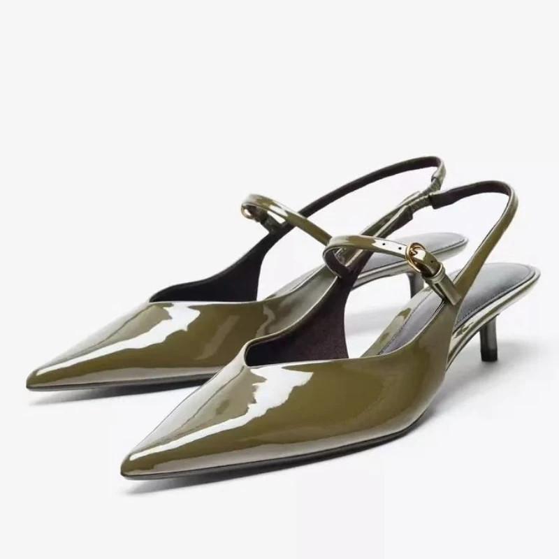 Women's Patent Leather Pumps Pointed Toe Mid Heel, Elegant Ankle Strap Slingback Office Work Shoes with Buckle Design
Women's Patent Leather Pumps Pointed Toe Mid Heel, Elegant Ankle Strap Slingback Office Work Shoes with Buckle Design