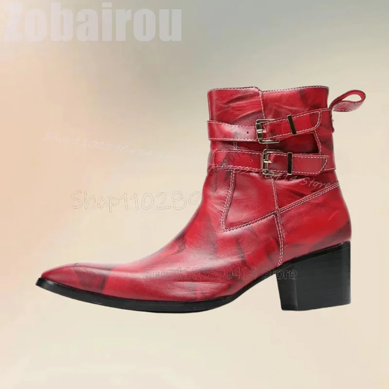 Ink Wash Painting Print Red Square Toe Buckle Boots Fashion Side Zipper Men Boots Luxury Handmade Party Banquet Men Dress Shoes
Ink Wash Painting Print Red Square Toe Buckle Boots Fashion Side Zipper Men Boots Luxury Handmade Party Banquet Men Dress Shoes
