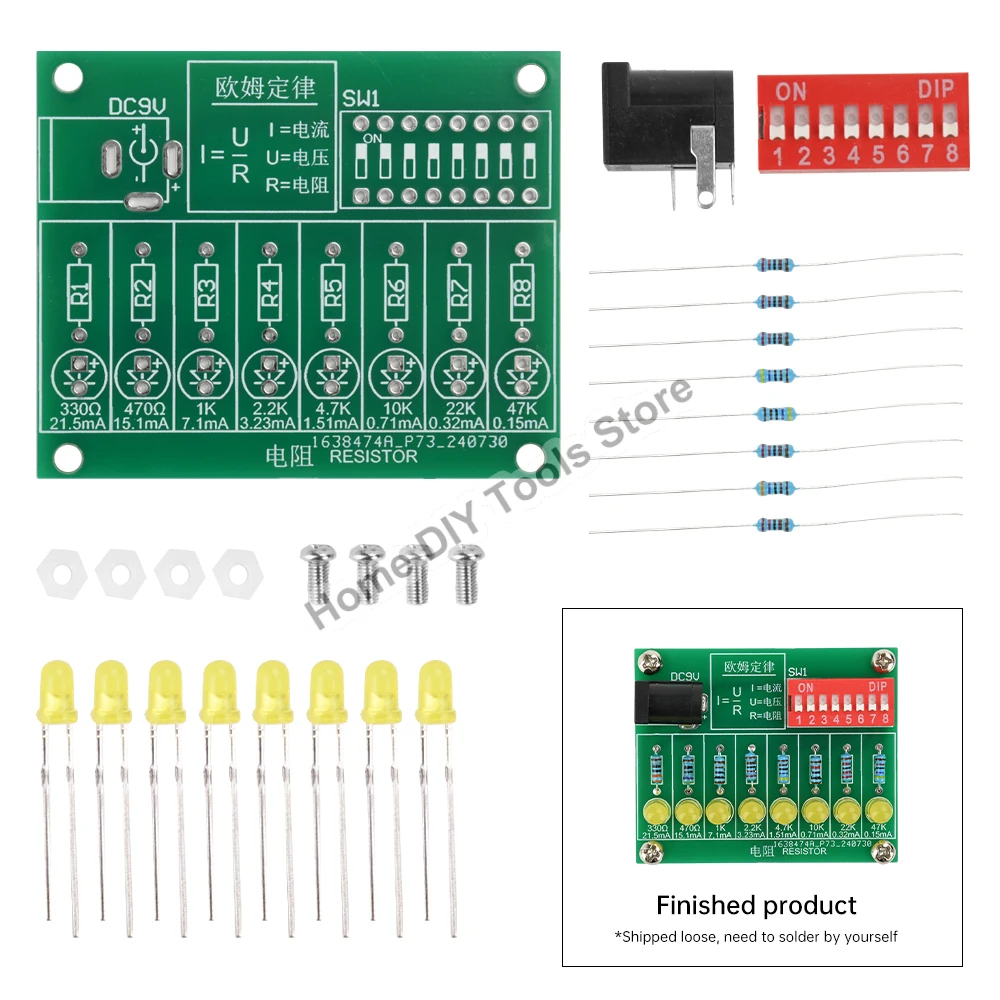 DC 9V LED Current Test Ohm Electronic Manufacturing DIY Parts Experiment Training Teaching Kit DIY Soldering Practice
DC 9V LED Current Test Ohm Electronic Manufacturing DIY Parts Experiment Training Teaching Kit DIY Soldering Practice