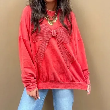 2026 Spring Summer Long-sleeve Crewneck Loose-fit Sweatshirt Top with Bow Detail
2026 Spring Summer Long-sleeve Crewneck Loose-fit Sweatshirt Top with Bow Detail