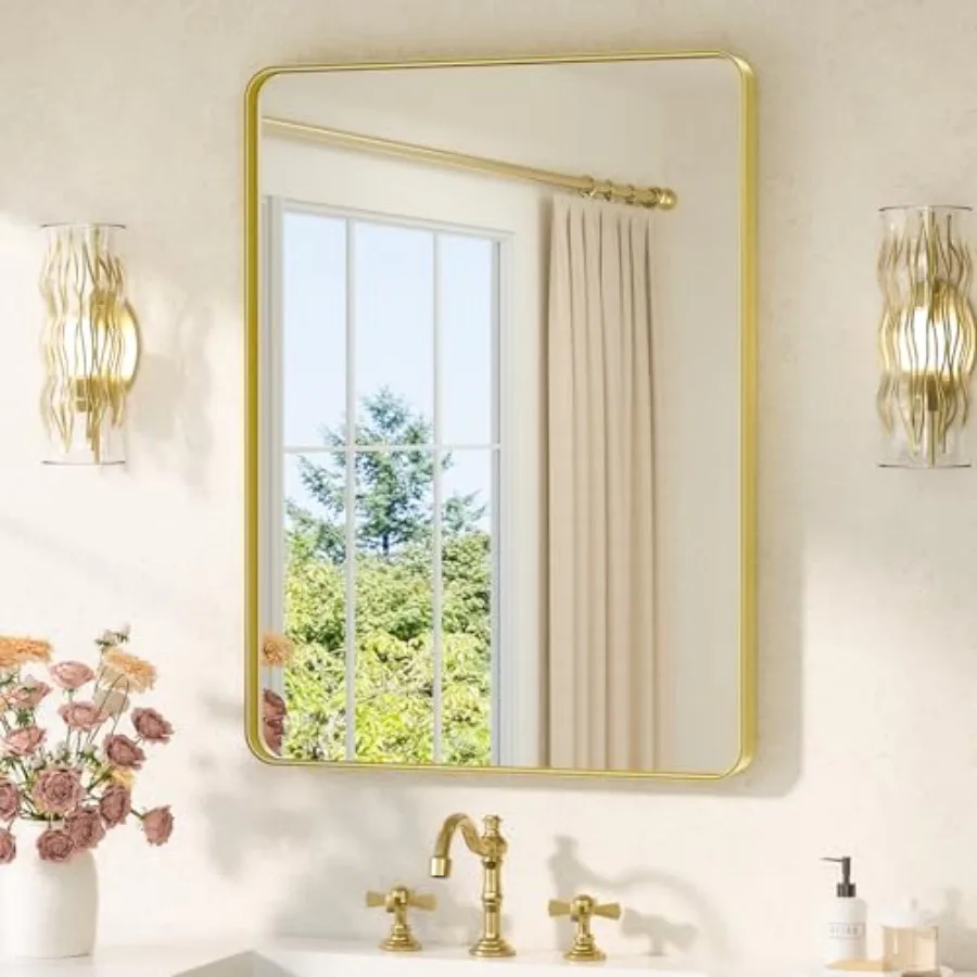 Bathroom Mirror 24 x 32 Metal Framed Bathroom Mirror, Tempered Glass, Modern Farmhouse Wall Mounted Mirror for Decorative Horiz
Bathroom Mirror 24 x 32 Metal Framed Bathroom Mirror, Tempered Glass, Modern Farmhouse Wall Mounted Mirror for Decorative Horiz