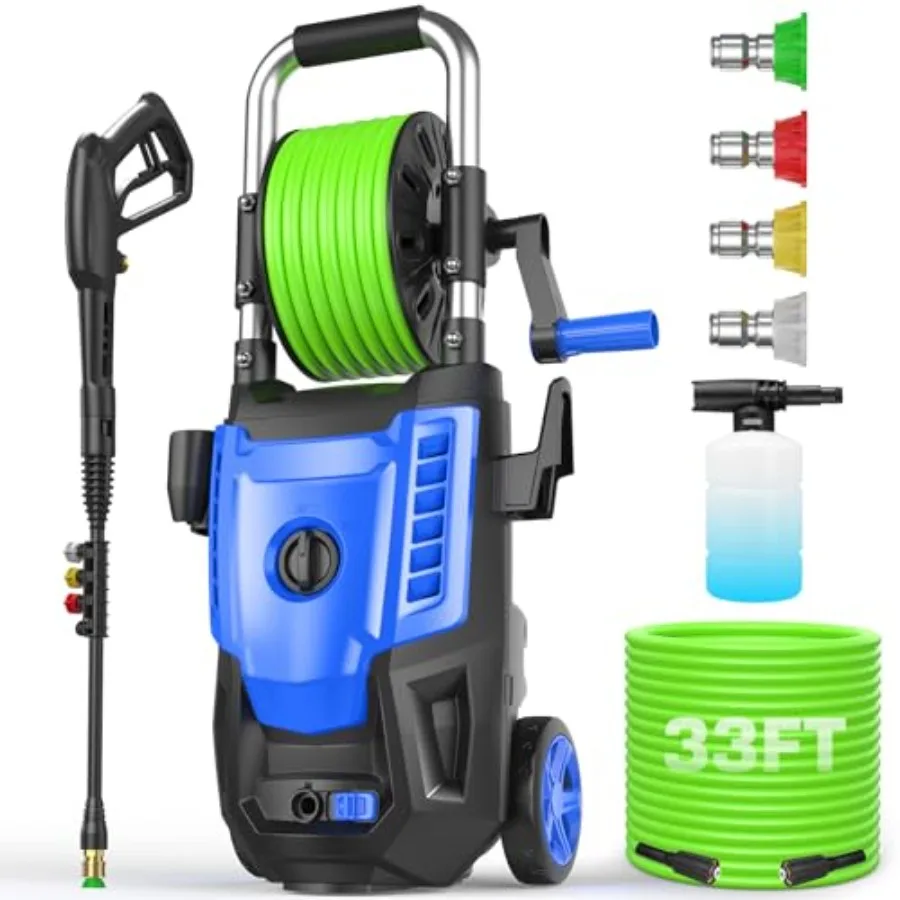 4800 PSI Pressure Cleaner- 4.0 GPM High Power Cleaner with 33FT Hose Reel 4 Spray Tips and Soap Bottle for Car Washing Fence Cl
4800 PSI Pressure Cleaner- 4.0 GPM High Power Cleaner with 33FT Hose Reel 4 Spray Tips and Soap Bottle for Car Washing Fence Cl