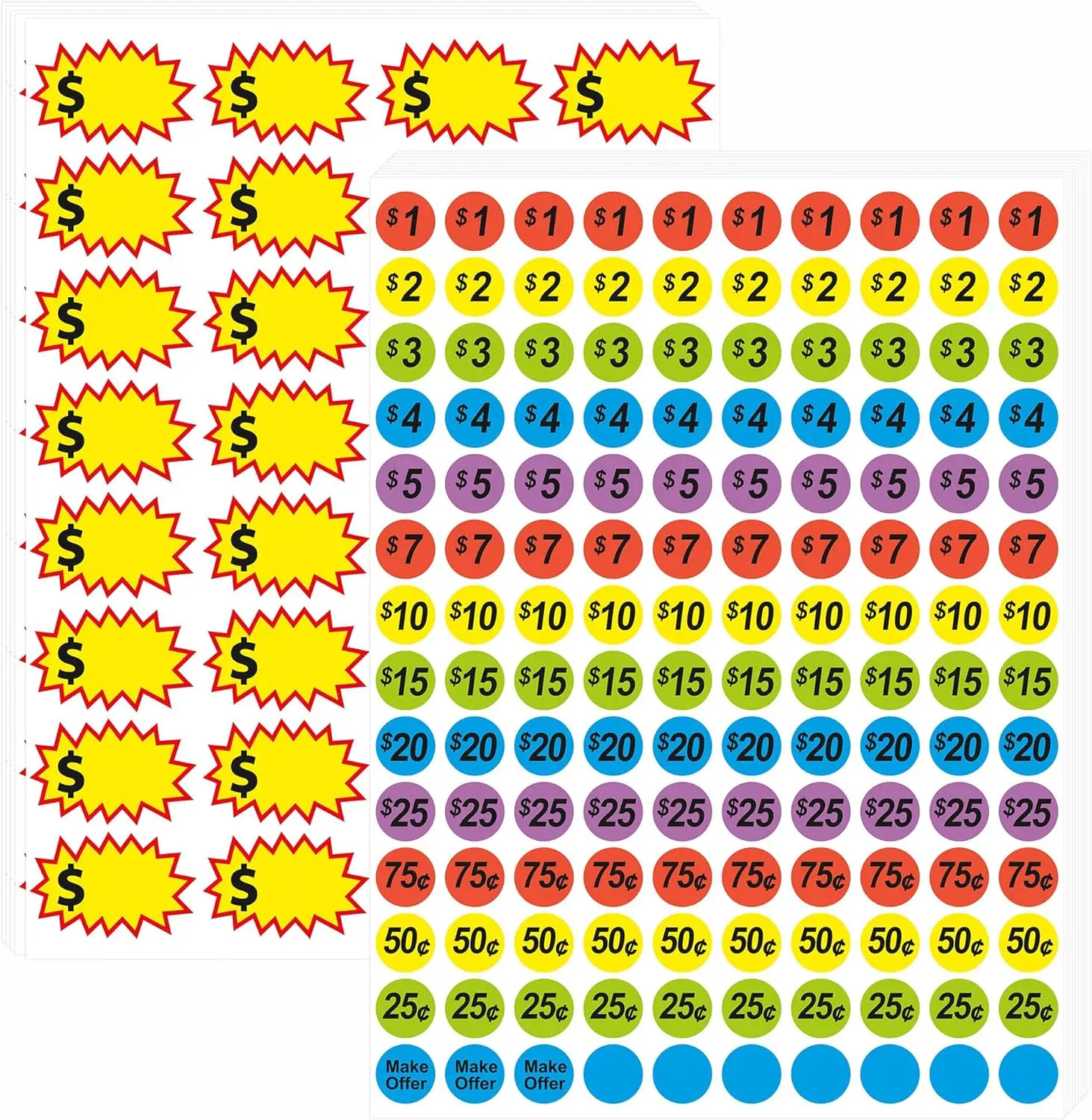 1560 Pcs Removable Garage Sale Price Stickers with Pre-Printed and Blank Labels for Flea Markets, Yard Sales, and Retail
1560 Pcs Removable Garage Sale Price Stickers with Pre-Printed and Blank Labels for Flea Markets, Yard Sales, and Retail