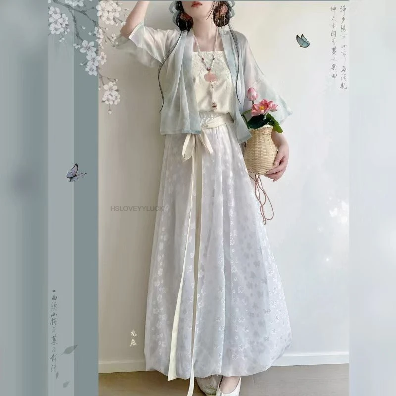 New chinese-style Traditional Song Dynasty Hanfu Set Coat Vest Long Pants Women Fairy Daily Modern Loose Printed Hanfu Set
New chinese-style Traditional Song Dynasty Hanfu Set Coat Vest Long Pants Women Fairy Daily Modern Loose Printed Hanfu Set