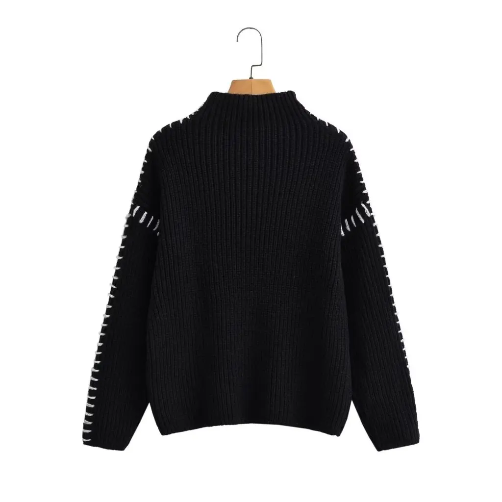 Women's High Collar Contrast Pullover Sweater Street Fashion Autumn Winter New European American Style 2198
Women's High Collar Contrast Pullover Sweater Street Fashion Autumn Winter New European American Style 2198